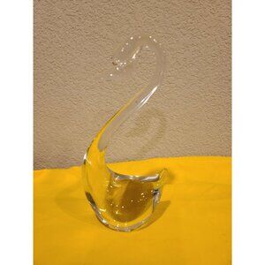 Vintage Clear Hand-Blown Art Glass Swan Figurine – Elegant Curved Neck Sculpture